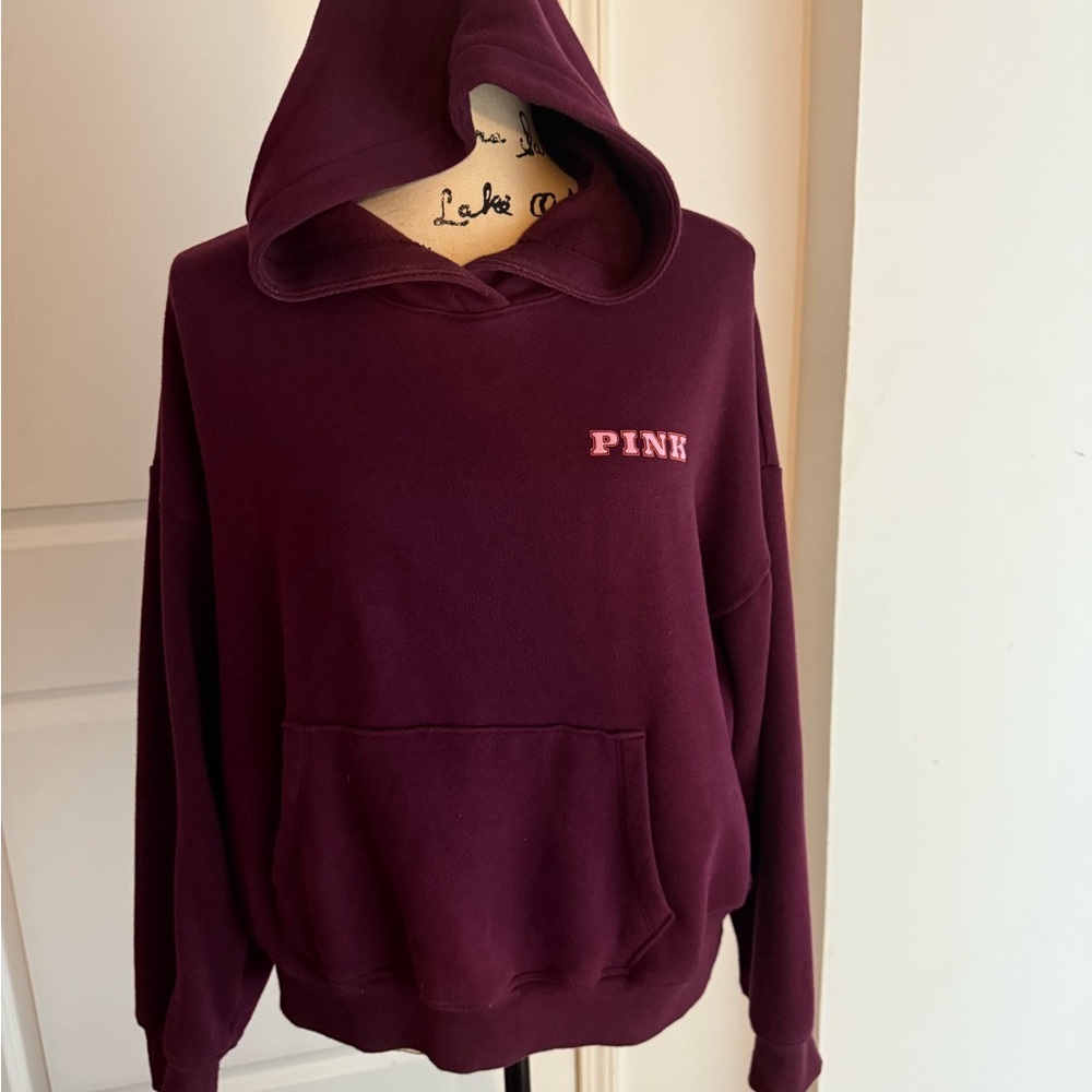 PINK Victoria's Secret Women's Burgundy Hoodie Medium